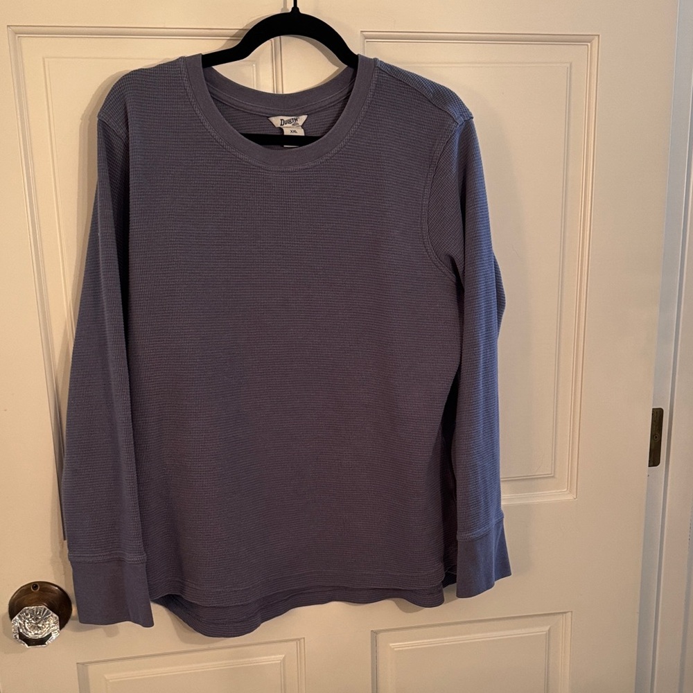 Duluth Trading Co Waffle Knit Long Sleeve Top - Light Gray